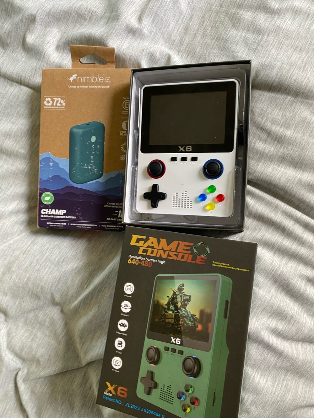 Bundle of X6 Handheld Game Console - and Nimble charger